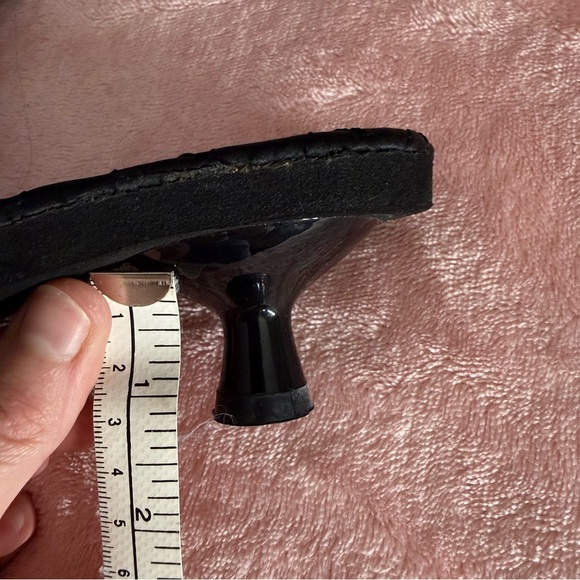 La SENZA Size 9 Vintage Style Women's Black Fluffy Feather Slipper Kitten Heels - Picture 4 of 4